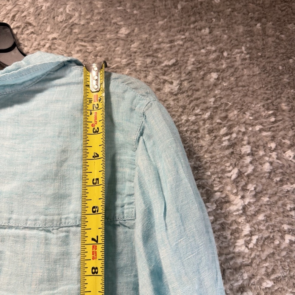 Sigrid Olsen Linen Tunic Top Blue Relaxed Fit L Beach Coastal Preppy READ - Picture 4 of 10